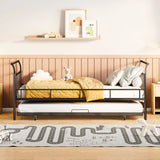Daybed With Curved Handle Design And Trundle - Furniture Home Direct