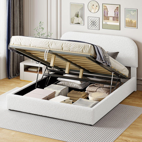 Upholstered Platform Bed With Hydraulic Storage System - Furniture Home Direct