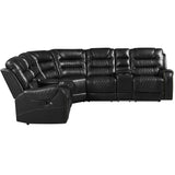 Sectional Sofa Manual Reclining With LED Light Strips Black - Furniture Home Direct