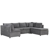 Oversized Sectional Sofa U-Shaped Sofa Couch Pull-Out Sofa Bed With Two Throw Pillows For Living Room - Furniture Home Direct