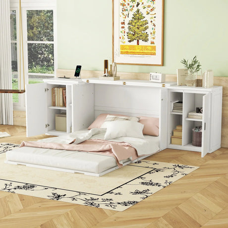 Murphy Bed With Shelves, Cabinets And USB Ports - Furniture Home Direct