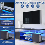 TV Stand LED Gaming Entertainment Center, Media Storage Console Table With Large Side Cabinet - Furniture Home Direct
