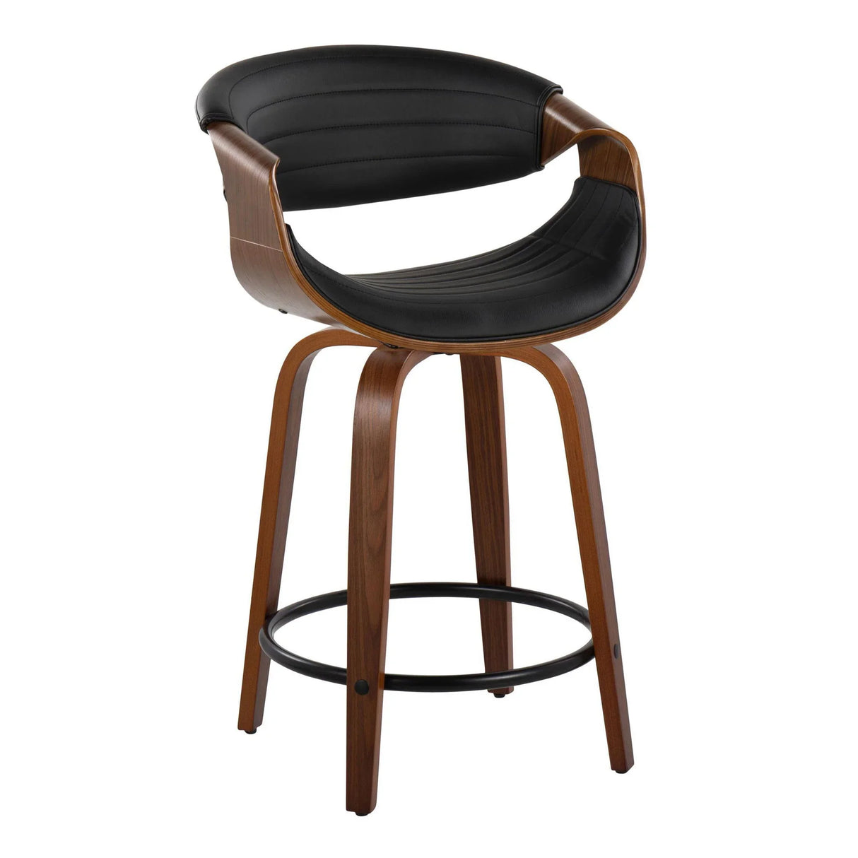 Symphony - Mid Century Modern Fixed Height Counter Stool With Swivel With Round Footrest (Set of 2) - Furniture Home Direct