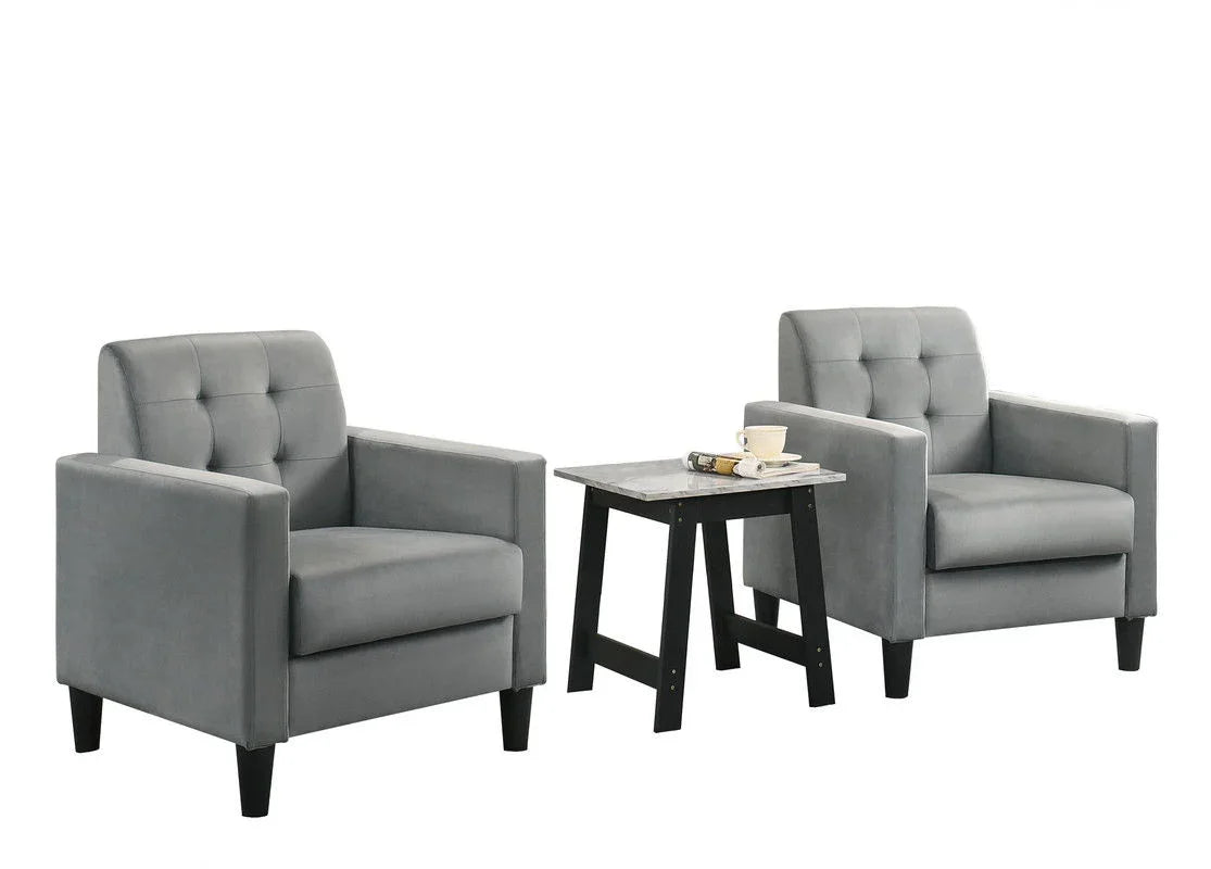 Hale - Velvet Armchairs And End Table Living Room (Set of 3) - Furniture Home Direct