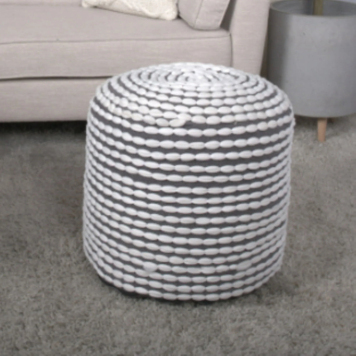 River - Handcrafted Cylindrical Pouf Water Resistant Fabric - Furniture Home Direct