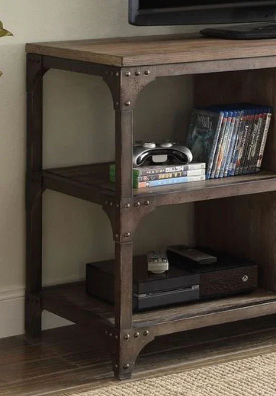 Gorden - TV Stand - Weathered Oak / Antique Silver - Furniture Home Direct