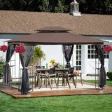 Patio Gazebo Tent With Ventilated Double Roof And Mosquito Net For Backyard Or Garden - Furniture Home Direct