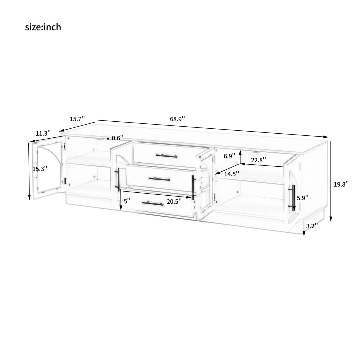 Modern Minimalist TV Stand, Entertainment Center Media Console Cabinet With Adjustable Shelves For Living Room - Furniture Home Direct