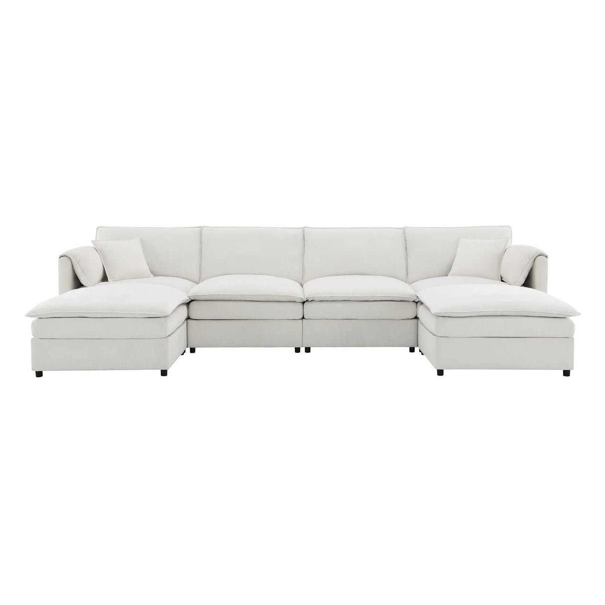 Sectional Sofa Chenille L Shaped Living Room Comfort Cream - Furniture Home Direct