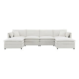 Sectional Sofa Chenille L Shaped Living Room Comfort Cream - Furniture Home Direct