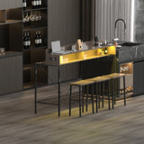 Console Table Set With LED Light Power Outlet Grey - Furniture Home Direct