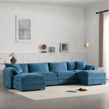 Modular Sectional With Deep And Wide Seat, Cloud Couch Set With Double Cushions Sofa With Movable Ottoman - Furniture Home Direct