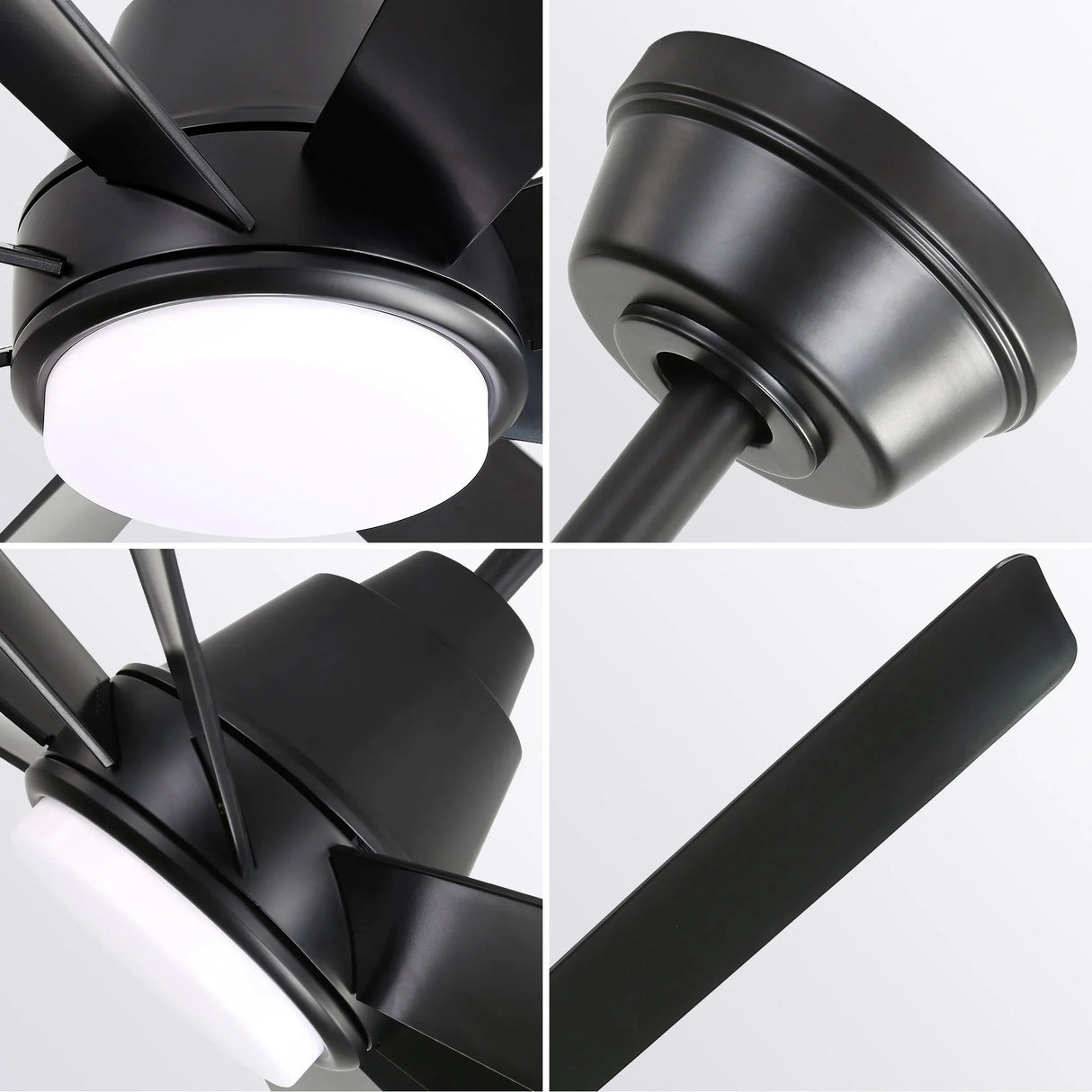 Large Ceiling Fans With Lights And Remote Control 6 Wind Speed DC Motor For Living Room - Black - Furniture Home Direct