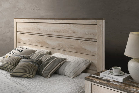 Bedroom Set 5 Piece Queen Bed Distressed Finish White Wash - Furniture Home Direct