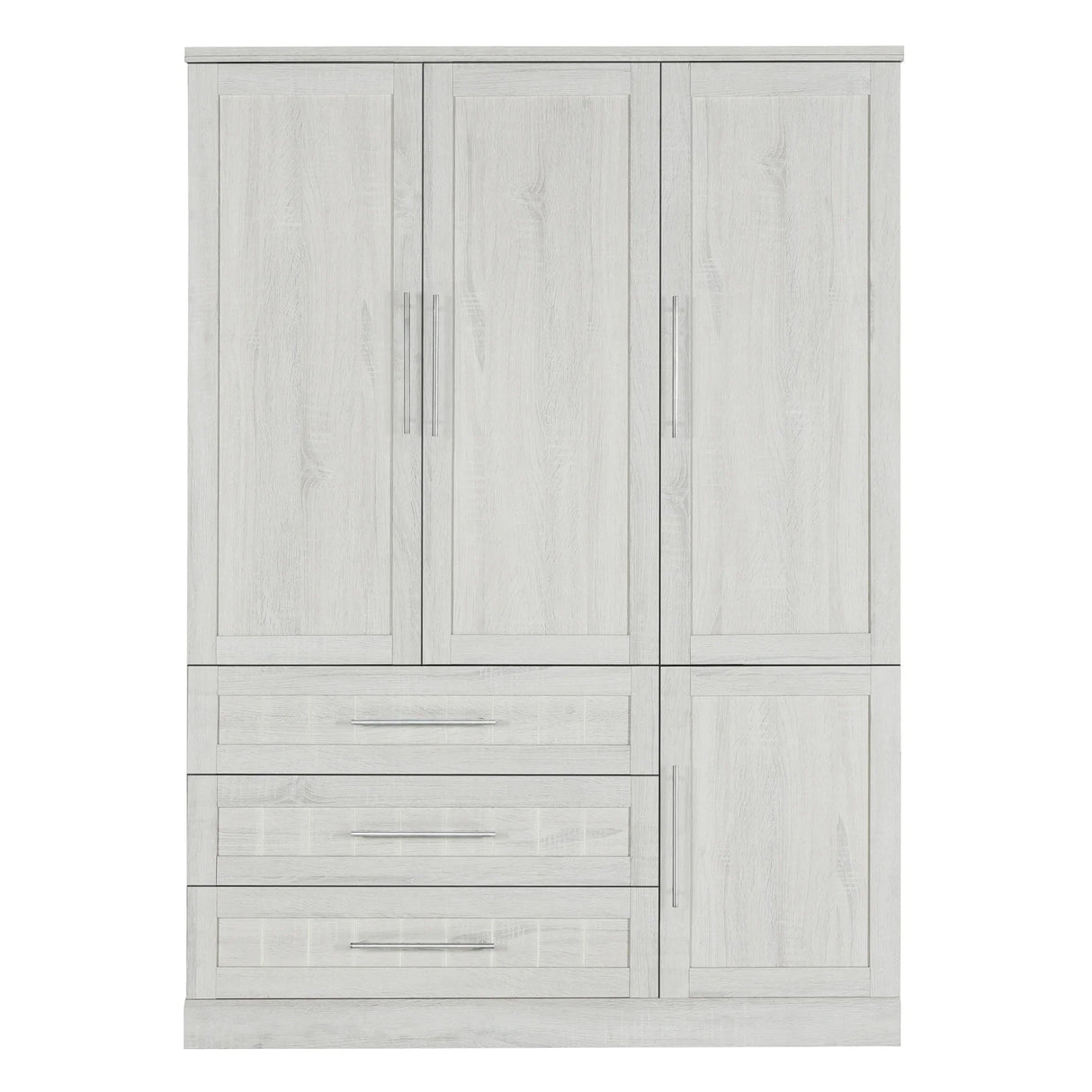 Wardrobe With 4 Doors And 3 Drawers Solid Wood White - Furniture Home Direct