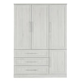 Wardrobe With 4 Doors And 3 Drawers Solid Wood White - Furniture Home Direct
