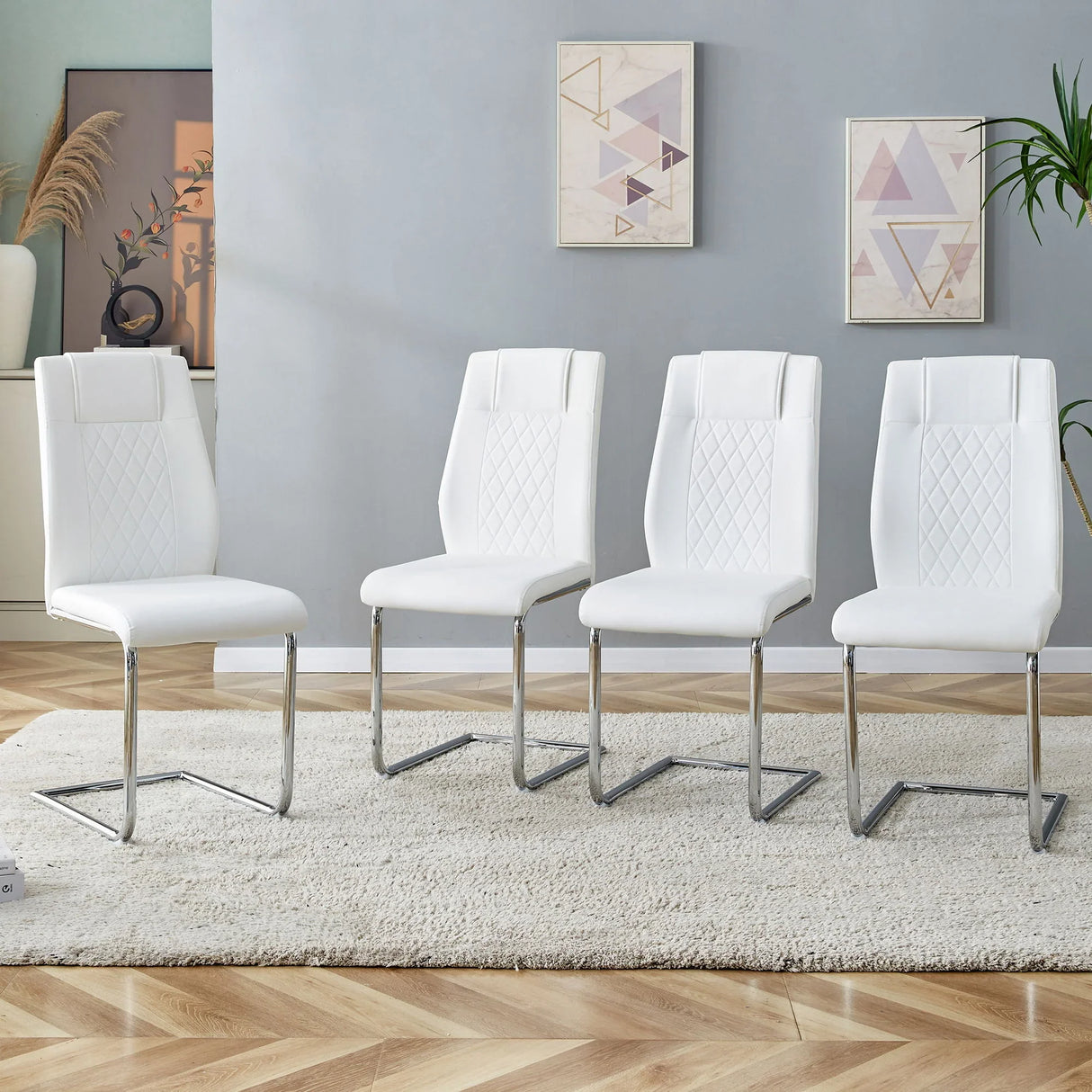 Modern Dining Chairs With Padded Seat, Metal Legs - Furniture Home Direct