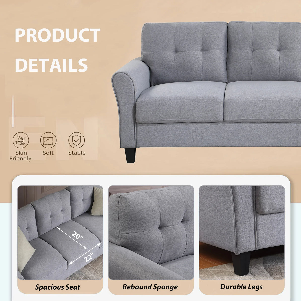 3 Piece Living Room Set Including Sofa, love Seat and Chair - Furniture Home Direct