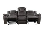 Reclining Sofa Three Seat Faux Leather Cushioned Charcoal - Furniture Home Direct