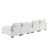 U Shaped Sectional Sofa With Console And Cupholders White - Furniture Home Direct