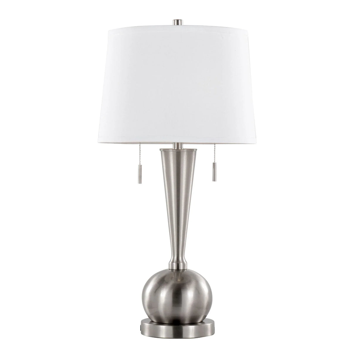 Jules - Contemporary Table Lamp Built In USB Port (Set of 2) - Nickel / White - Furniture Home Direct