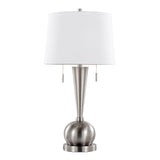 Jules - Contemporary Table Lamp Built In USB Port (Set of 2) - Nickel / White - Furniture Home Direct