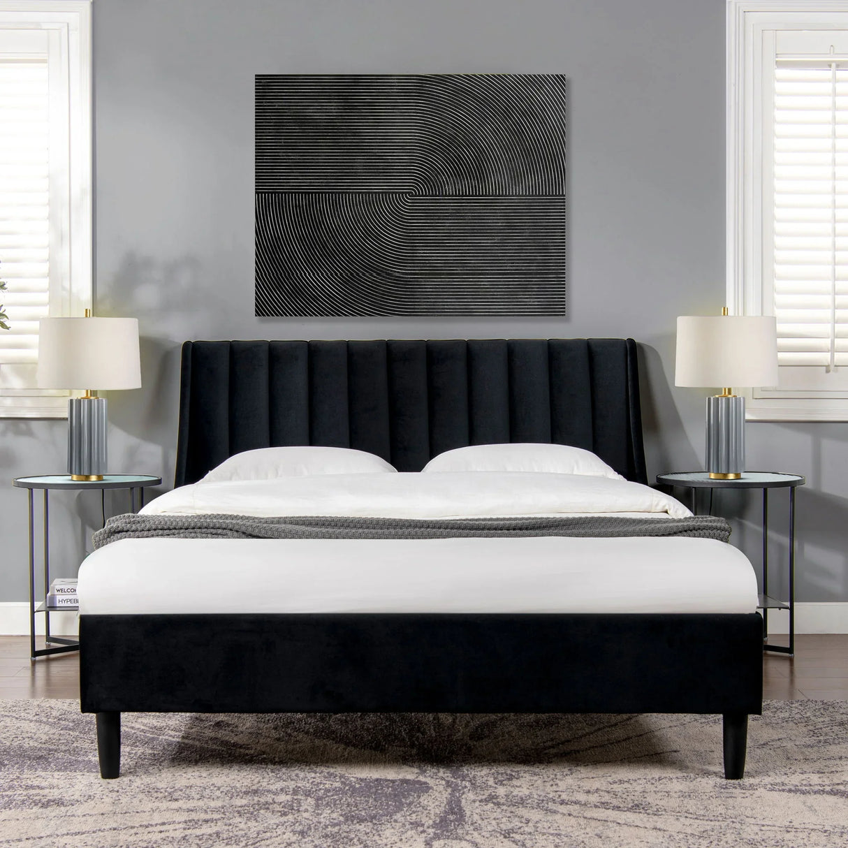 Aspen - Vertical Tufted Modern Headboard Platform Bed Set - Furniture Home Direct