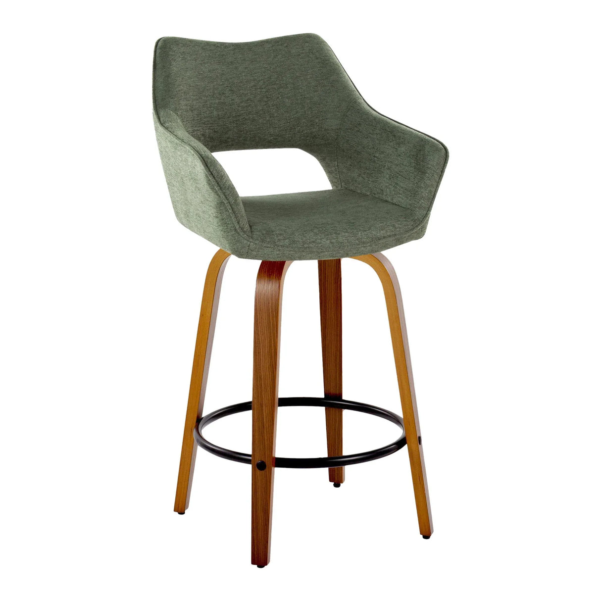 Mustang - Contemporary Fixed Height Counter Stool With Swivel With Round Footrest (Set of 2) - Furniture Home Direct