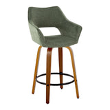 Mustang - Contemporary Fixed Height Counter Stool With Swivel With Round Footrest (Set of 2) - Furniture Home Direct