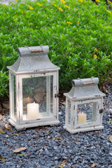 Wooden Candle Lantern Decorative, Hurricane Lantern Holder Decor For Indoor Outdoor, Home Garden Wedding - White - Furniture Home Direct