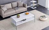 Coffee Table Three Tier MDF Glass Sides Shelves Modern White - Furniture Home Direct