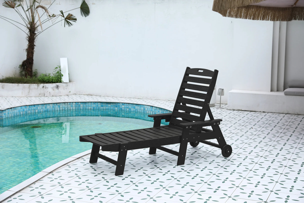 Outdoor Oversized Chaise Lounge Chair - Black - Furniture Home Direct