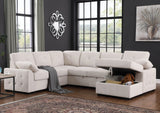 Nyhan - Upholstered Corner Sectional With Pull Out Loveseat And Storaged Chaise - Furniture Home Direct