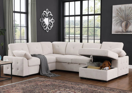 Nyhan - Upholstered Corner Sectional With Pull Out Loveseat And Storaged Chaise - Furniture Home Direct