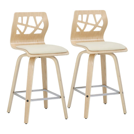Folia - Mid Century Modern Counter Stool With Footrest (Set of 2) - Furniture Home Direct