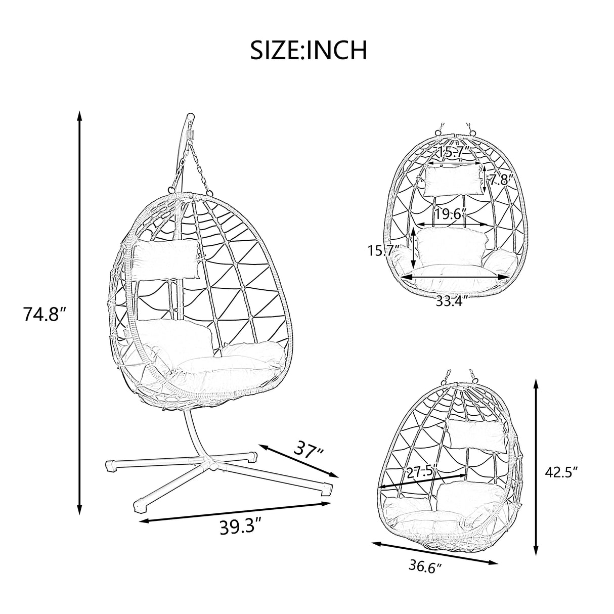 Outdoor Egg Chair With Stand - Dark Gray - Furniture Home Direct