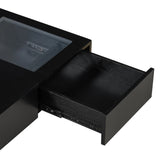 Coffee Table Mid Century Modern Wood Slotted Surface Black - Furniture Home Direct