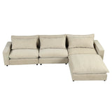 Cloud Sectional with Ottoman, Charging Ports and Three Back Pillows - Beige - Furniture Home Direct