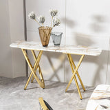 Contemporary Marble Pattern Top Table With Stainless Steel Base - Furniture Home Direct
