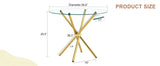 Dining Table Round Glass Top With Gleaming Golden Base Gold - Furniture Home Direct