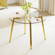 Dining Table Round Glass Top With Gold Legs Transparent - Furniture Home Direct