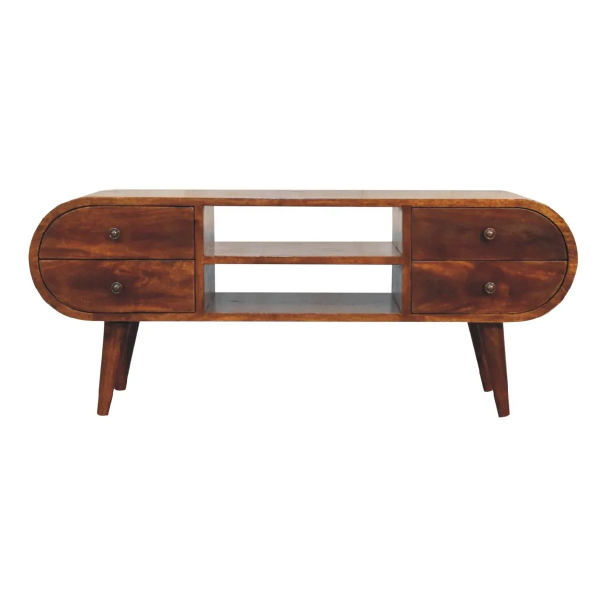 Circular Media Unit With 2 Open Slots - Furniture Home Direct