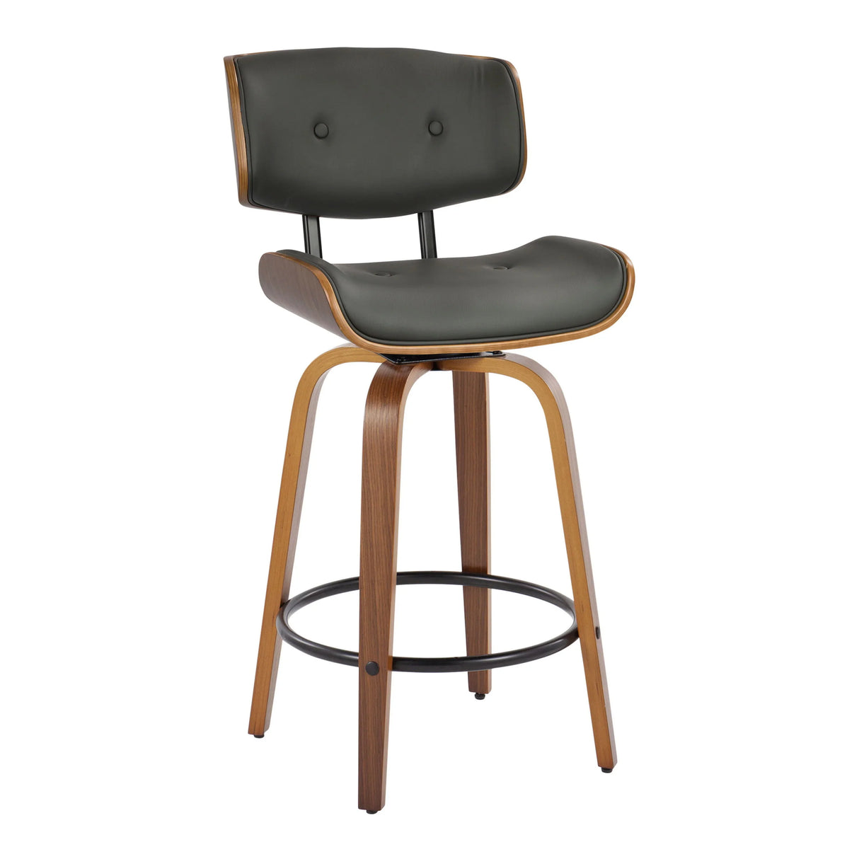 Lombardi - Mid-Century Modern Fixed Height Counter Stool With Swivel With Round Footrest (Set of 2) - Furniture Home Direct