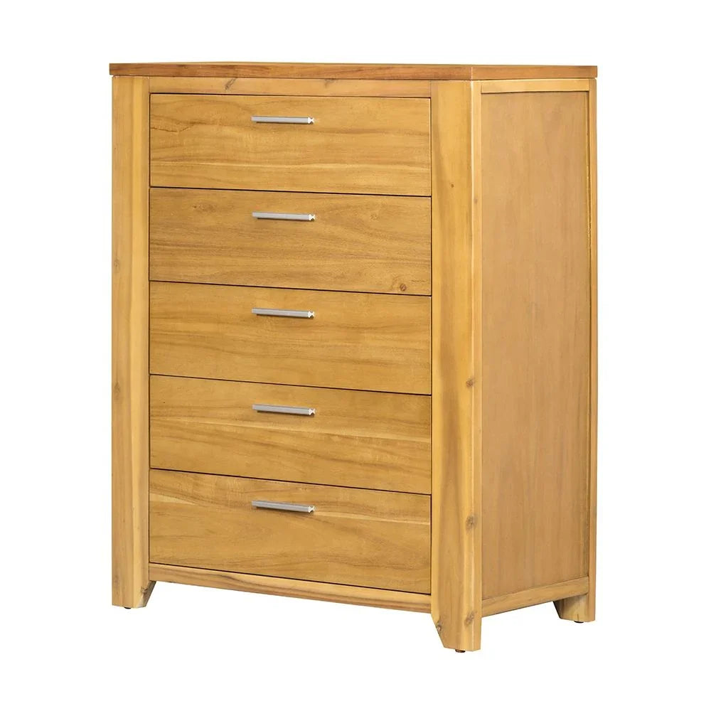 5 Drawer Dresser - Natural Wood / Brown - Furniture Home Direct