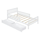 Platform Bed With Guardrails On Both Sides And 2 Storage Drawers - Furniture Home Direct
