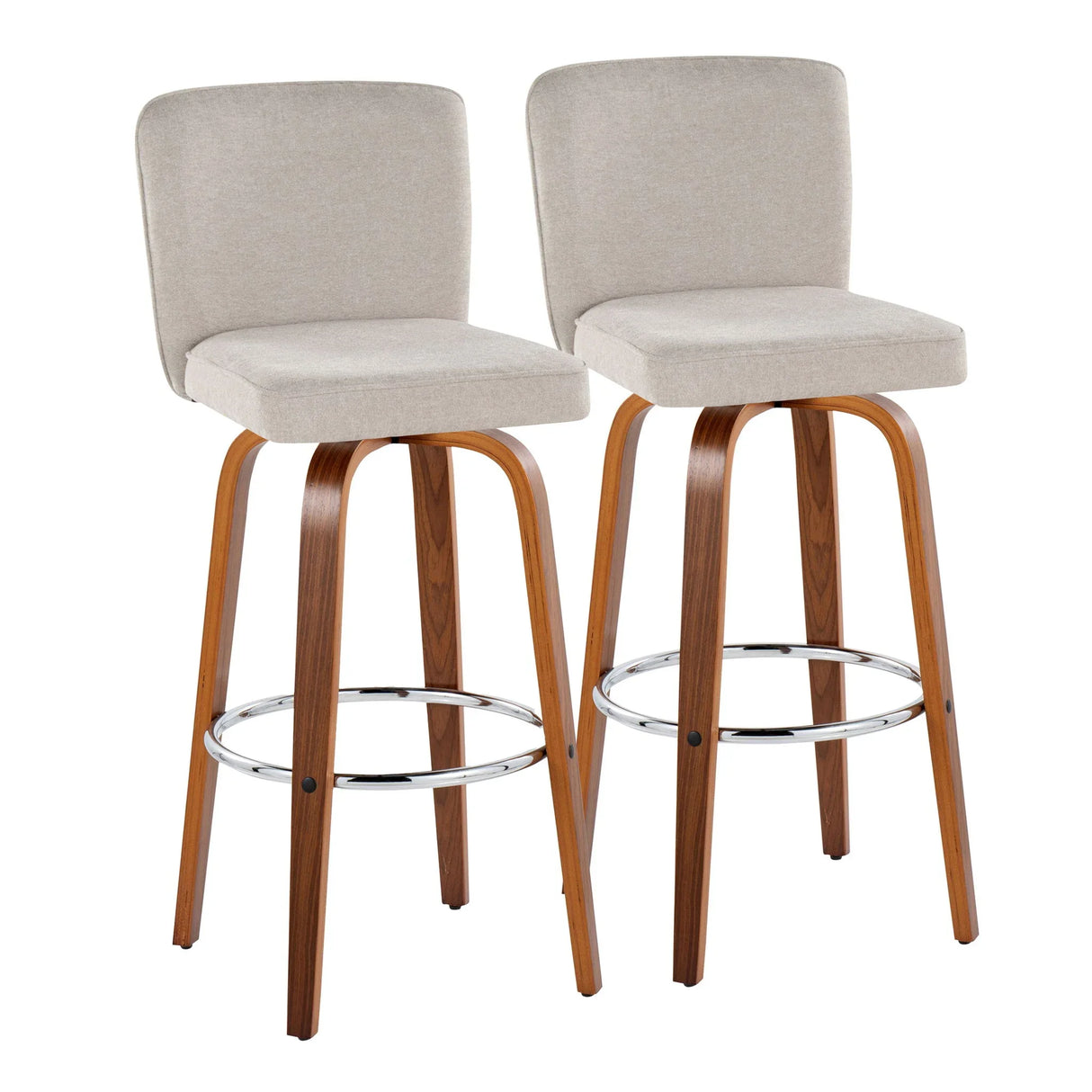 Henry - Contemporary Fixed Height Barstool With Swivel With Round Footrest (Set of 2) - Furniture Home Direct
