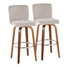 Henry - Contemporary Fixed Height Barstool With Swivel With Round Footrest (Set of 2) - Furniture Home Direct