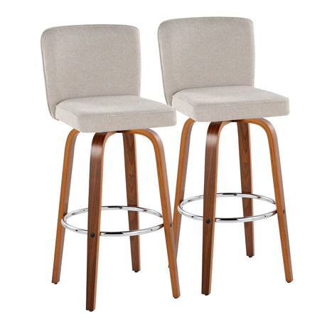 Henry - Contemporary Fixed Height Barstool With Swivel With Round Footrest (Set of 2) - Furniture Home Direct