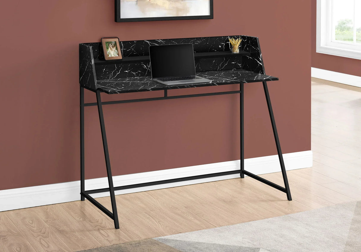 Computer Desk For Home Office, Laptop, Storage Shelves, Marble Look Contemporary & Modern - Furniture Home Direct