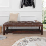 Bedroom End Of Bed Bench Tufted Upholstered End Of Bed Bench End Of Bed Entrance Shoe Bench With Nailhead Trim And Shelf Bedroom Upholstered Leather Bench Living Room Shoe Rack Footstool - Furniture Home Direct